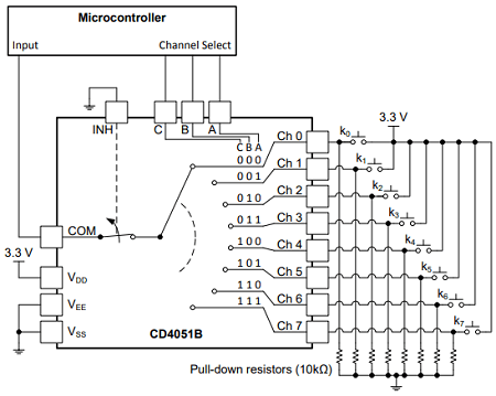 The CD4051B Being Used to Help Read Button Presses on a Keypad..png The CD4051B Being Used to Help Read Button Presses on a Keypad..png