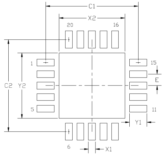 20-Pin <a href='https://www.utmel.com/blog/categories/integrated%20circuit/the-introduction-to-qfn-package'><strong>QFN</strong></a> Land Pattern.png 20-Pin QFN Land Pattern.png