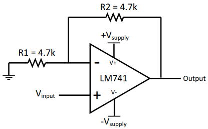 LM741CM Noninverting Amplifier Circuit.png