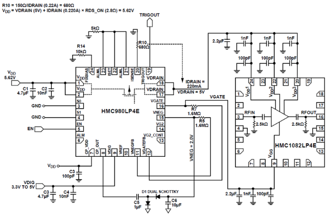 Application Circuit for Biasing the HMC1082LP4E with the HMC980LP4E.png