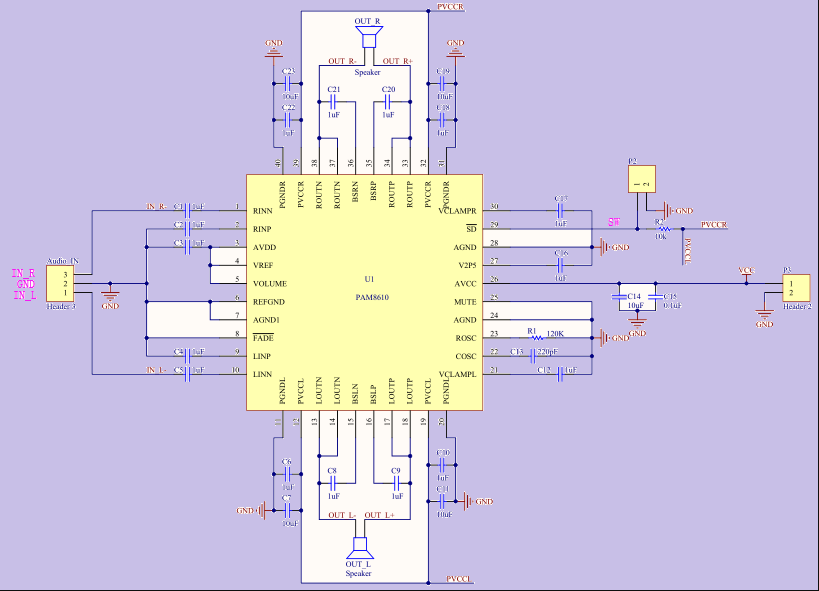 PAM8610 Audio Power Amplifier Schematic, Specification and Datasheet