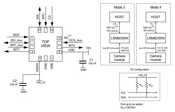 LSM6DSRX electrical connections in Mode 3 and Mode 4 (auxiliary 3 4-wire SPI).jpg