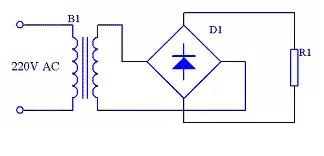 Simplified form of bridge rectifier circuit