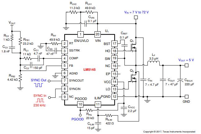 Application Circuit 1 With LM5145 48-V to 5-V, 20-A Buck Regulator at 230 kHz.jpg
