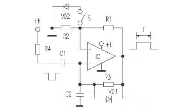 Monostable delay circuit with single op-amp.jpg