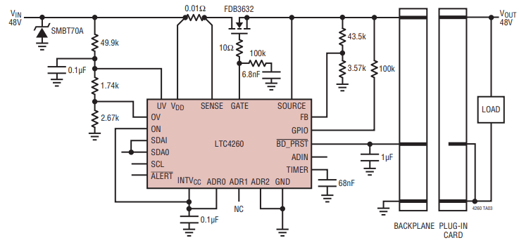 LTC4260CUH#PBF application circuit.png