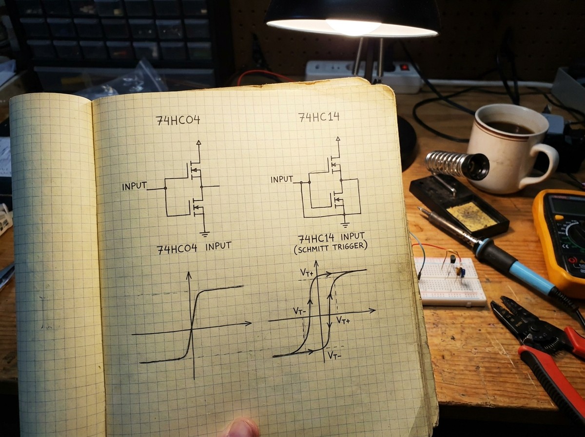 Technical-schematic-diagram-comparing-the-input-stage-of-the-74HC04-complementary-pair-to-the-74HC14.jpg