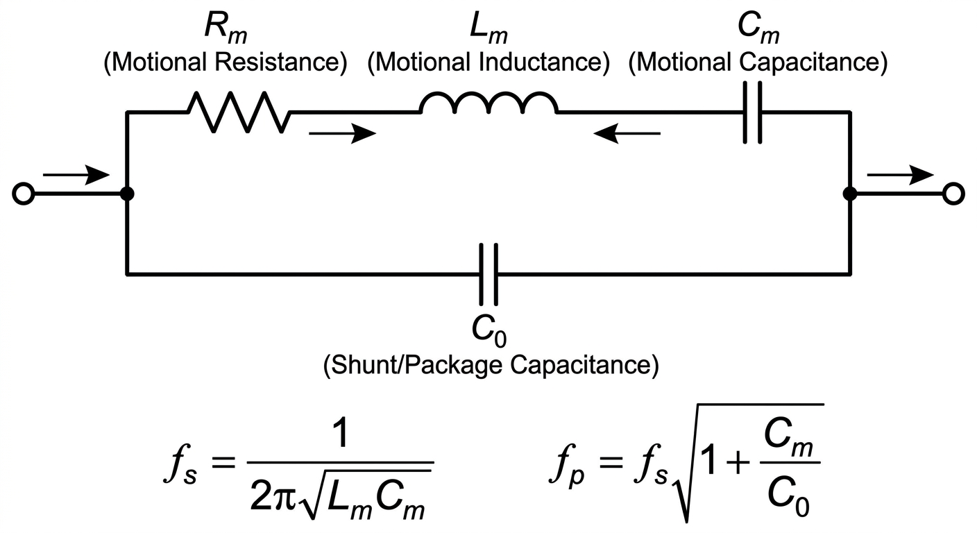 Butterworth-Van Dyke (BVD) electrical equivalent circuit of a quartz crystal showing motional and shunt branches.jpg Butterworth-Van Dyke (BVD) electrical equivalent circuit of a quartz crystal showing motional and shunt branches.jpg