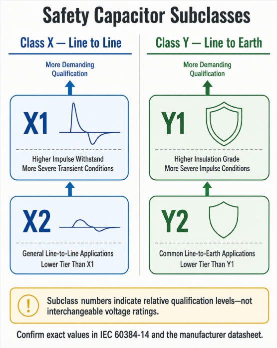 Comparison of X1 X2 Y1 and Y2 safety capacitor subclasses.png Comparison of X1 X2 Y1 and Y2 safety capacitor subclasses.png