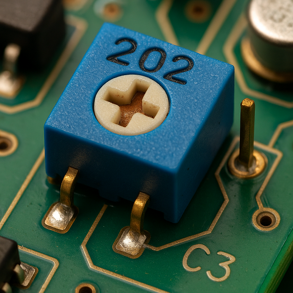 A close-up of a trimmer resistor on a circuit board.png
