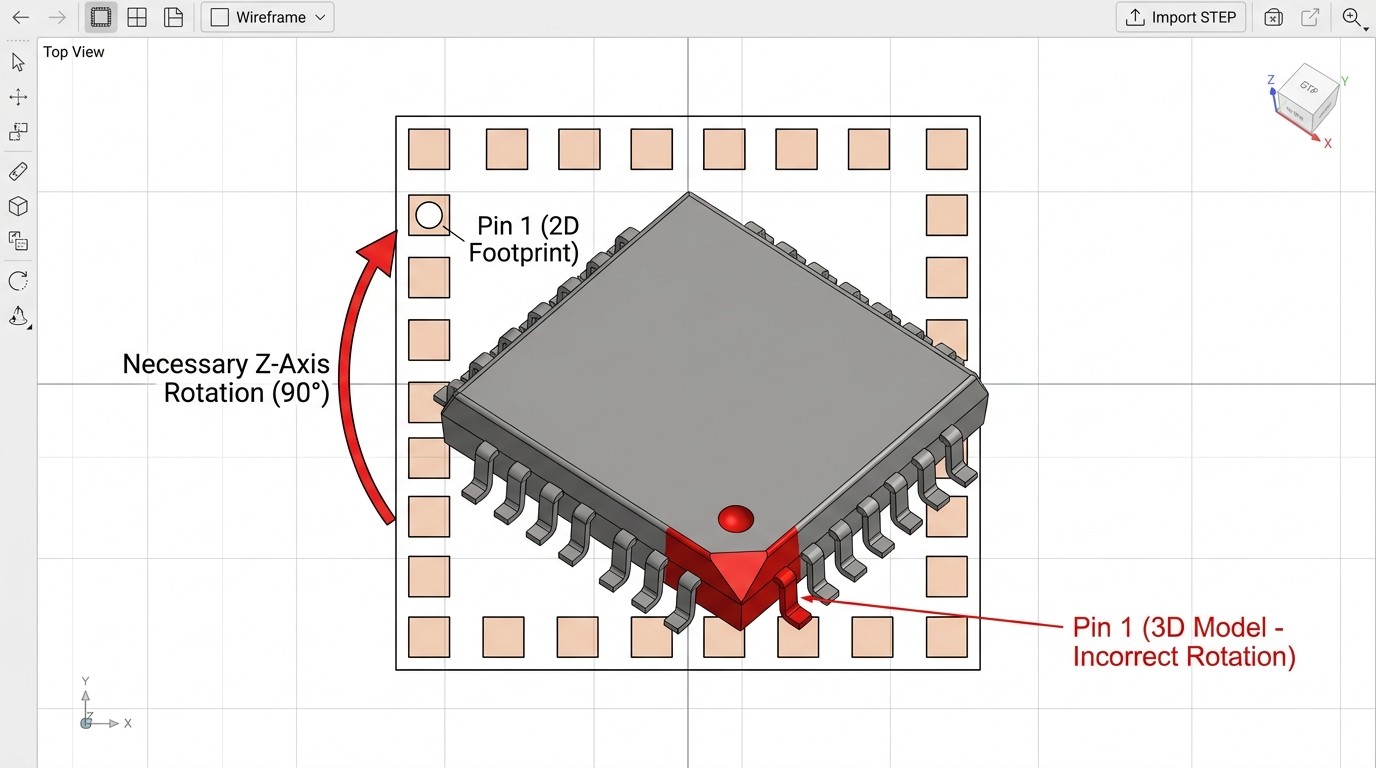 Detecting Pin 1 misalignment during 3D STEP model import..jpg